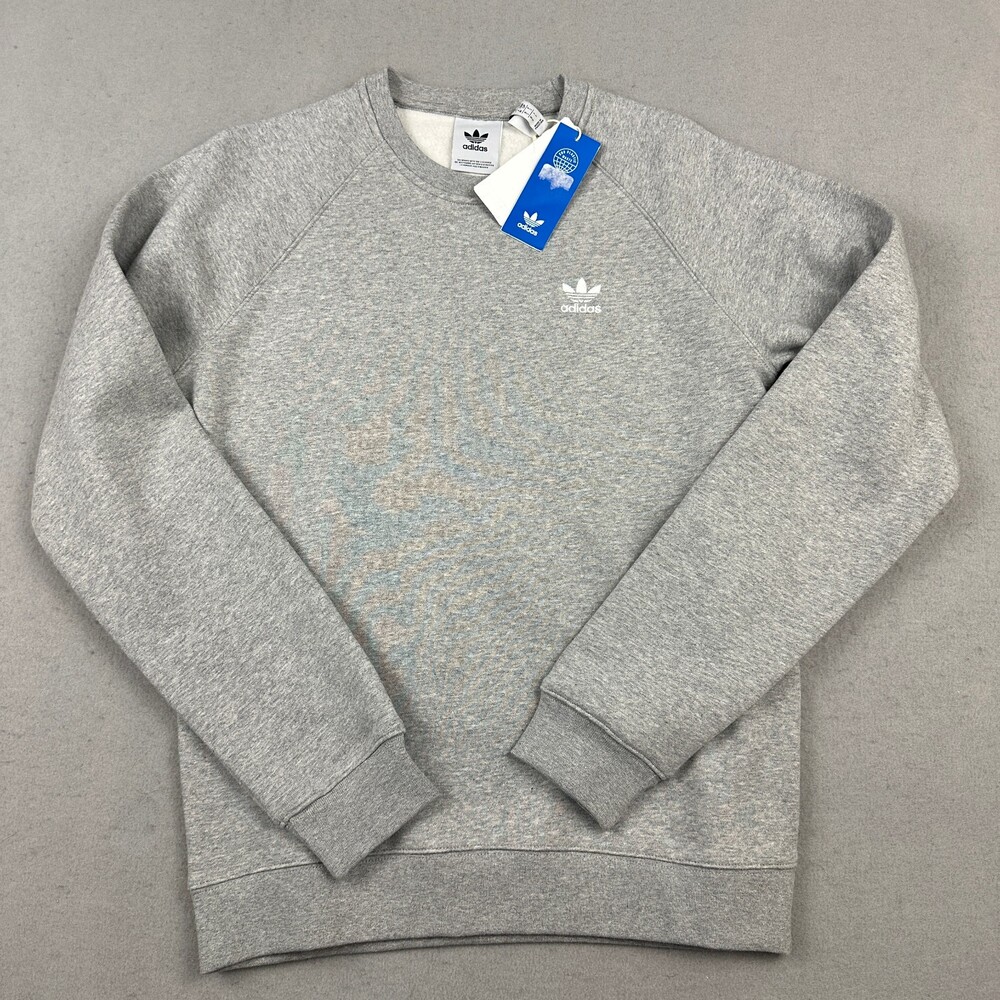 Adidas Sweatshirt Men Small Gray Solid Essential Crewneck Pullover Jumper Logo S
